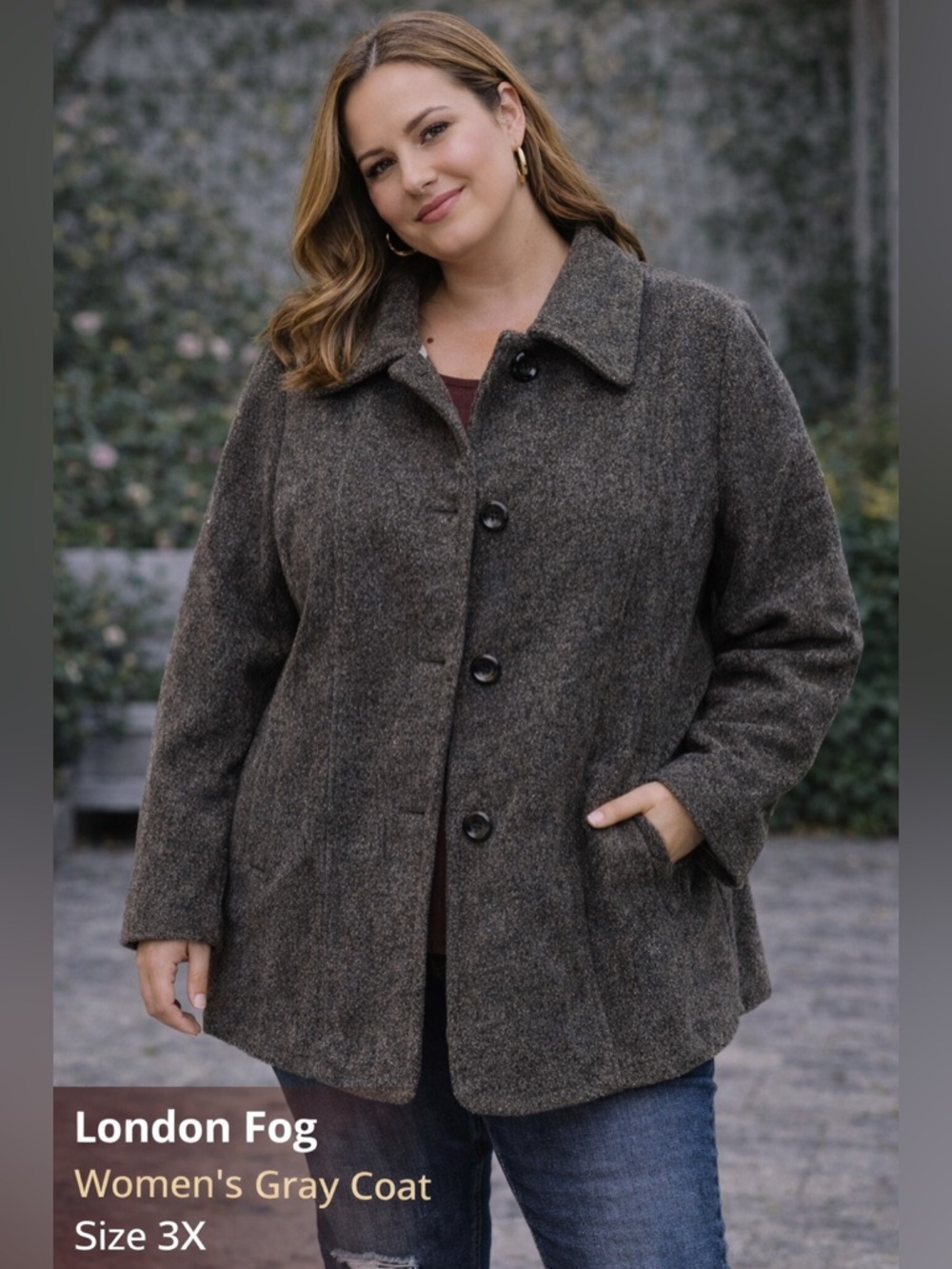 London Fog Women's Gray Coat 3X